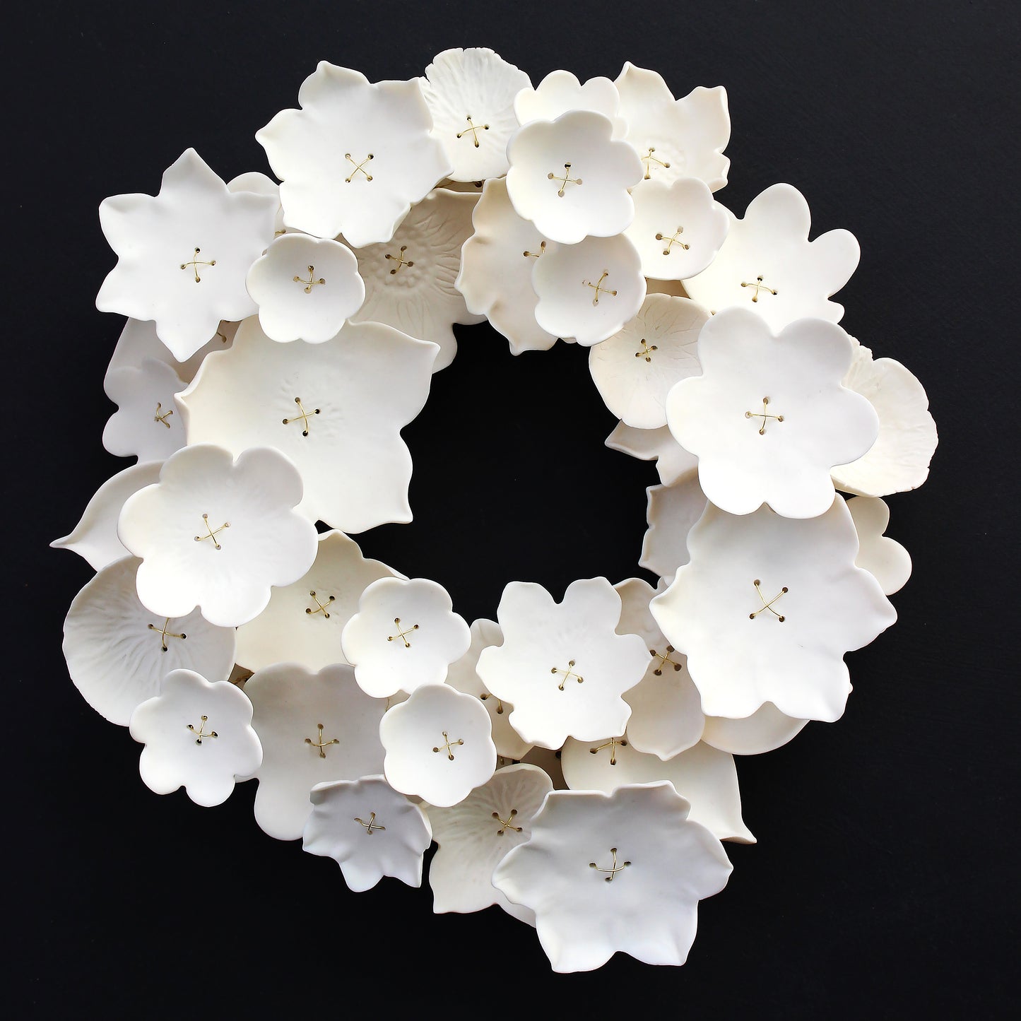 Wreath - Original Porcelain Ceramic Floral Sculpture