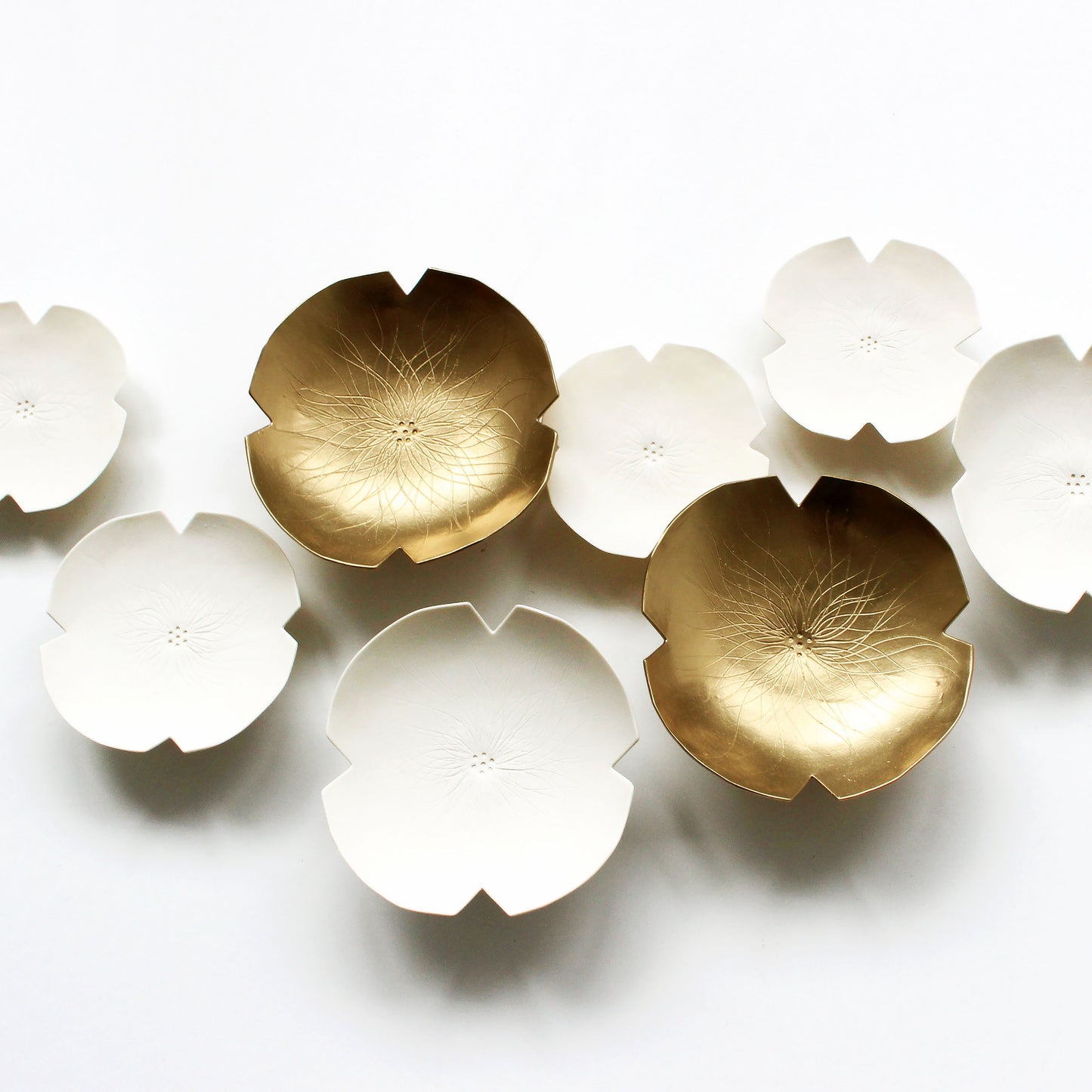 15 Graces Extra Large white & gold wall art Contemporary sculpture Ceramic flowers porcelain Unique modern original artwork MADE TO ORDER